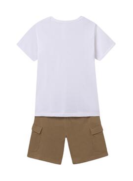 Conjunto Mayoral tostado bermuda y camiseta niño