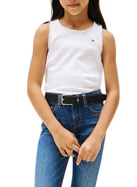 Camiseta Tommy Hilfiger Rib Lace blanco para niña