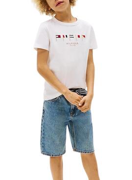 Camiseta Tommy Hilfiger MultiFlag blanco para niño
