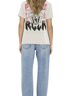 Camiseta Only Lucy Rock beige para mujer 