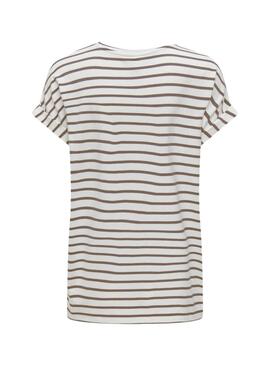 Camiseta Only Moster cuello pico rayas verdes para mujer