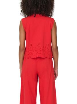 Camisa Only Roxanne Resort rojo para mujer