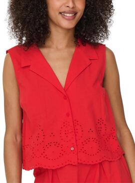 Camisa Only Roxanne Resort rojo para mujer