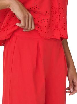 Pantalón Only Roxanne Culotte rojo para mujer
