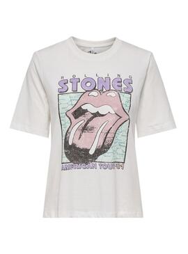 Camiseta Only Rolling Stones American Tour blanco para mujer