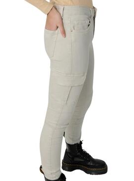 Pantalones Only cargo Missouri slim beige para mujer