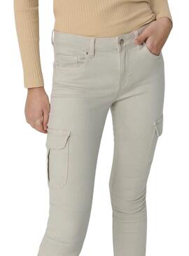 Pantalones Only cargo Missouri slim beige para mujer