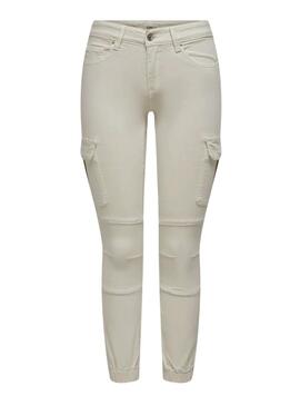 Pantalones Only cargo Missouri slim beige para mujer
