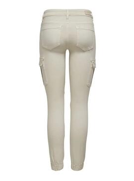 Pantalones Only cargo Missouri slim beige para mujer