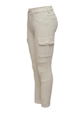 Pantalones Only cargo Missouri slim beige para mujer