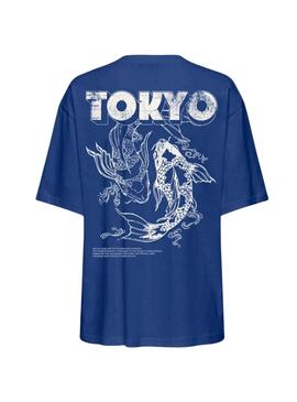 Camiseta Only Vivvi Tokio azul para mujer