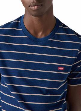 Camiseta Levis Original Housemark rayas marino para hombre