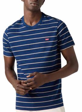Camiseta Levis Original Housemark rayas marino para hombre