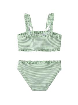 Bikini Name It Zaid rayas verde para niña
