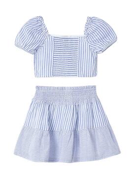 Conjunto Mayoral falda rayas azul para niña