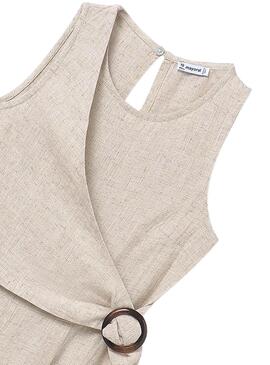 Mono Mayoral arandela lino beige para niña