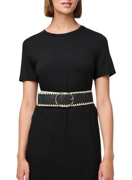 Cinturón Pieces Lydia trenzado negro para mujer