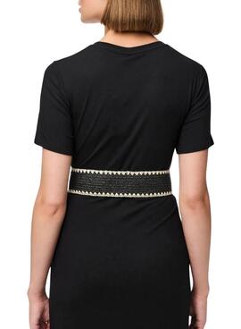 Cinturón Pieces Lydia trenzado negro para mujer