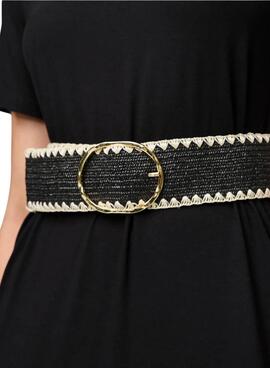 Cinturón Pieces Lydia trenzado negro para mujer