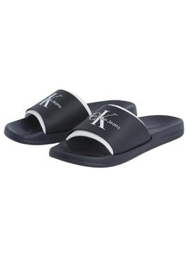  Chanclas Calvin Klein Jeans Slide Monogram negro para hombre 