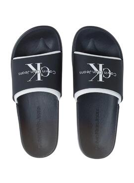  Chanclas Calvin Klein Jeans Slide Monogram negro para hombre 
