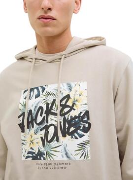 Sudadera Jack and Jones Hawaii Shape beige para hombre