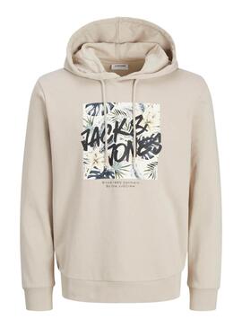 Sudadera Jack and Jones Hawaii Shape beige para hombre