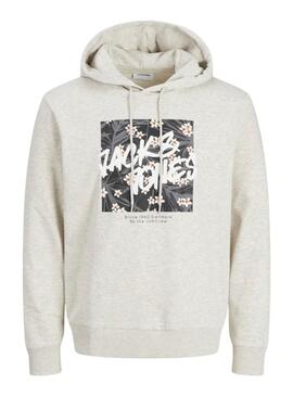Sudadera Jack and Jones Hawaii Shape gris para hombre