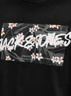 Camiseta Jack and Jones Hawaii Shape negro para hombre