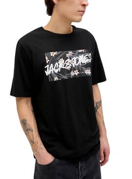 Camiseta Jack and Jones Hawaii Shape negro para hombre