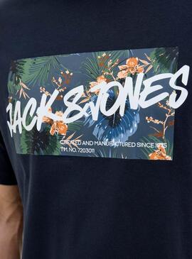 Camiseta Jack and Jones Hawaii Shape azul marino para hombre