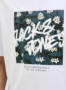 Camiseta Jack and Jones Hawaii Shape blanco para hombre