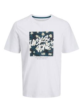 Camiseta Jack and Jones Hawaii Shape blanco para hombre