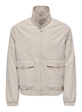 Cazadora   Only and Sons Ron beige para hombre  