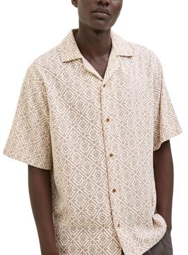 Camisa Jack and Jones Vicent beige para hombre