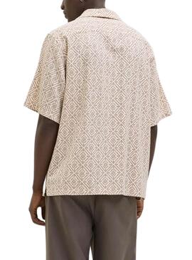 Camisa Jack and Jones Vicent beige para hombre