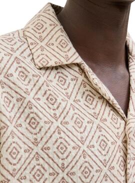 Camisa Jack and Jones Vicent beige para hombre