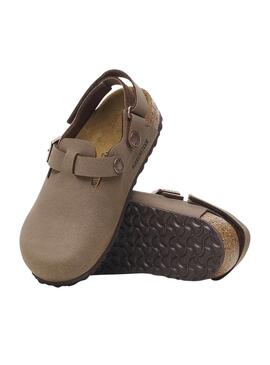 Zuecos Birkenstock Tokio marrón para niño