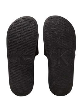  Chanclas Calvin Klein Jeans Monogram Hardware negro para mujer 