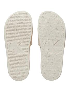 Chanclas Calvin Klein Jeans Monogram Hardware beige para mujer 