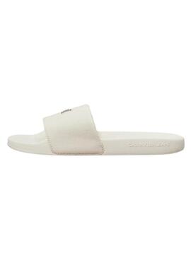 Chanclas Calvin Klein Jeans Monogram Hardware beige para mujer 