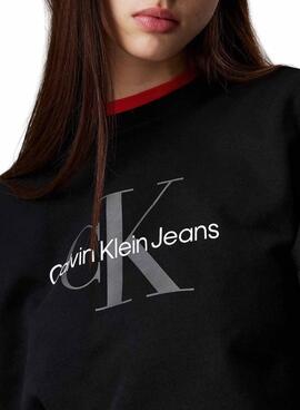 Sudadera Calvin Klein Jeans  Monologo negro para mujer 