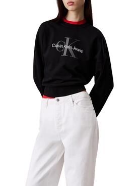 Sudadera Calvin Klein Jeans  Monologo negro para mujer 