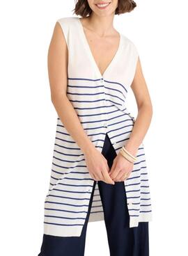 Chaleco largo Naf Naf Marinero rayas para mujer