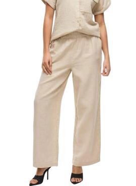 Pantalones Vila Vilania anchos tostado para mujer