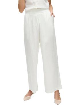 Pantalones Vila Vilania anchos blanco para mujer