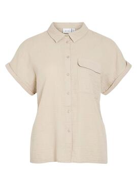 Camisa Vila Vilania manga corta tostado para mujer