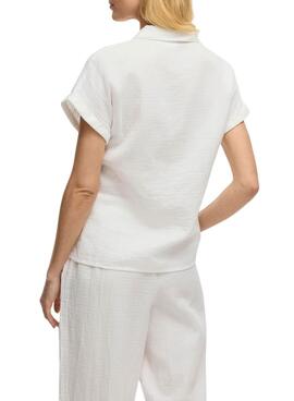 Camisa Vila Vilania manga corta blanco para mujer