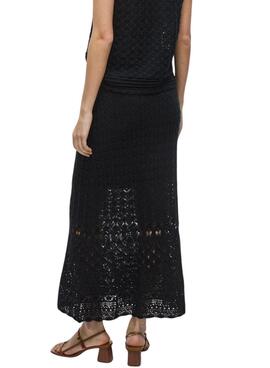 Falda Vila Vidolise de crochet maxi negro para mujer