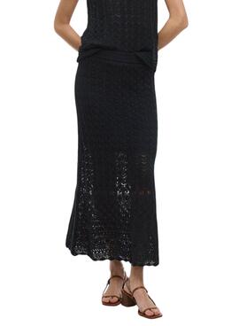 Falda Vila Vidolise de crochet maxi negro para mujer
